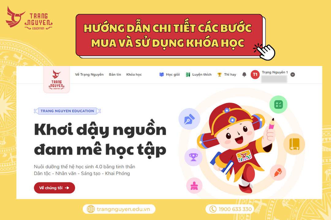 Hướng dẫn chi tiết các bước mua và sử dụng khóa học trên tài khoản trạng nguyên 5.0